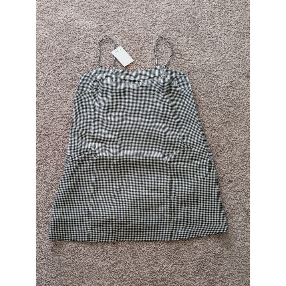 Quince 100% European Linen Mini Skort Dress Mini Gingham Size Medium NWT